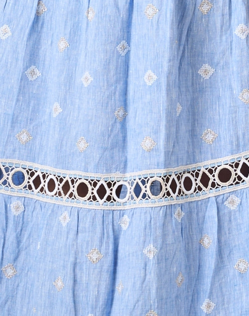 Elegant Galatea Blue Women's Maxi Linen Dress for Seaside Events