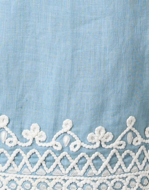 Stunning Hand - Embroidered Blue Linen Ceci Jacket for Warm Weather