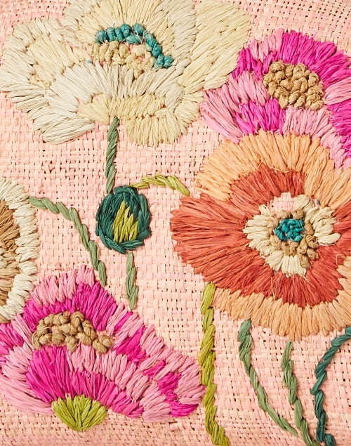 Stunning Pink Floral Embroidered Banana Leaf Handwoven Clutch