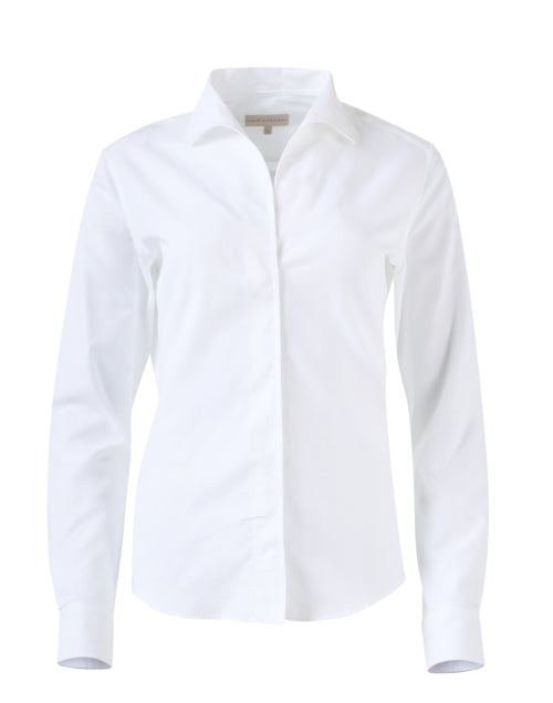 Exquisite Signature White Italian Cotton Pique Shirt for Women
