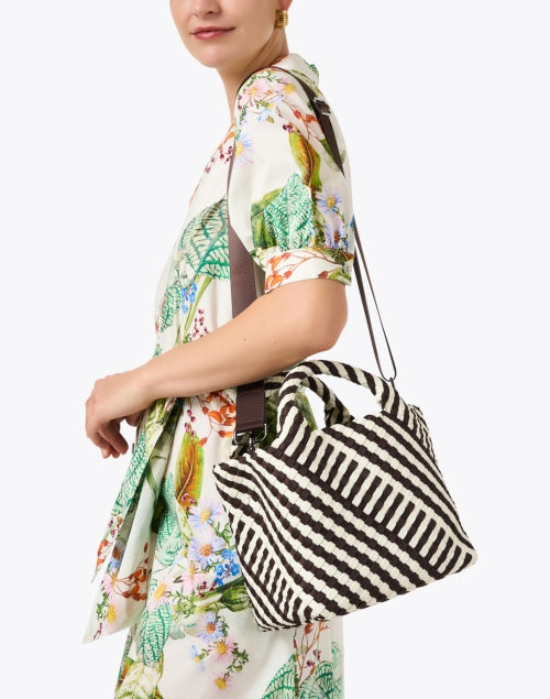 Stylish Small Brown and White Woven Handbag for City Girls - St. Barths Collection