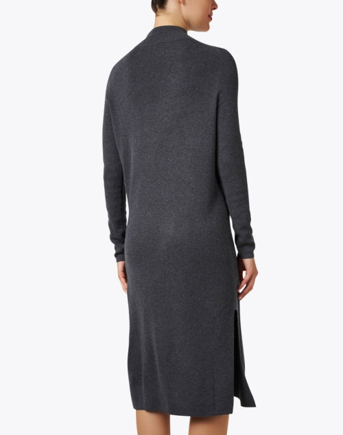 Elegant Deep Grey Wool Blend Midi Knit Dress for Versatile Wear