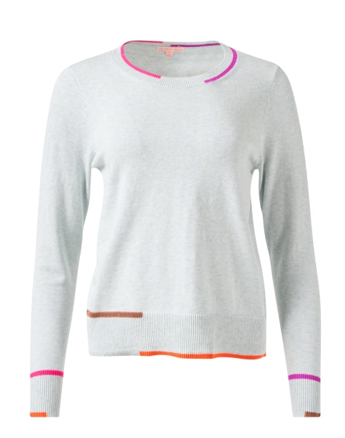 Stylish In Line Relaxed-Fit Ice Blue Cotton Knit Sweater