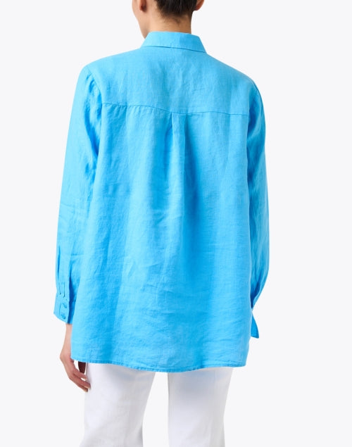 Electric Blue Breezy Linen Classic Shirt Top for New Season