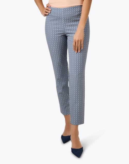 Stylish Anna Blue Print Stretch Pull - On Pants for Trendy Women