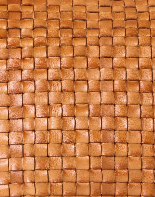 Stylish Hand - woven Brown Checker Italian Leather Shoulder Bag