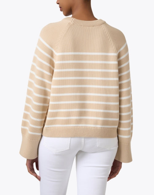 Stylish Beige Striped Cotton Knit Sweater for Versatile Wear