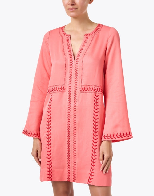 Stylish Pink Embroidered Women's Melissa Dress for Vacation
