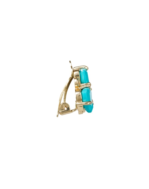 Turquoise Gemstone Cluster Stud Clip-On Earrings for Women