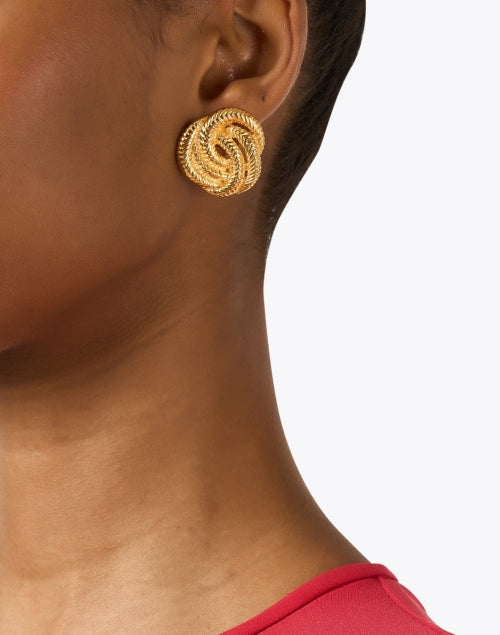 Jennifer Behr's Elaina Gold-Tone Textured Knot Stud Earrings for Any Occasion