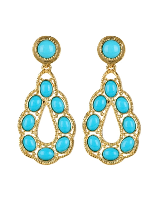 Stunning Gold and Turquoise Decorative Teardrop-Shaped Earrings by Kenneth Jay Lane