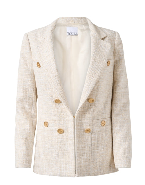 Elegant Ecru Tweed Chad Blazer for Weekday Styling