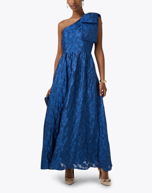 Caroline Royal Blue Organza One - Shoulder Ladies' Party Dress