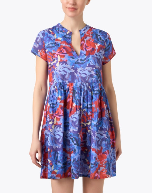 Feloi Lightweight Blue and Red Multi - Print Feminine Dress