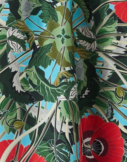 Vibrant Blue and Red Printed 100% Silk Shirt by Franco Ferrari