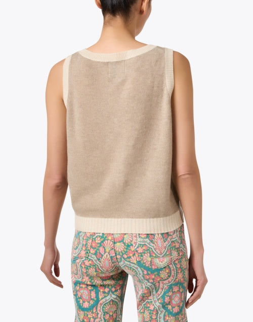 Beige Luxury Cashmere Women's Tank Top for Fashionable Wear