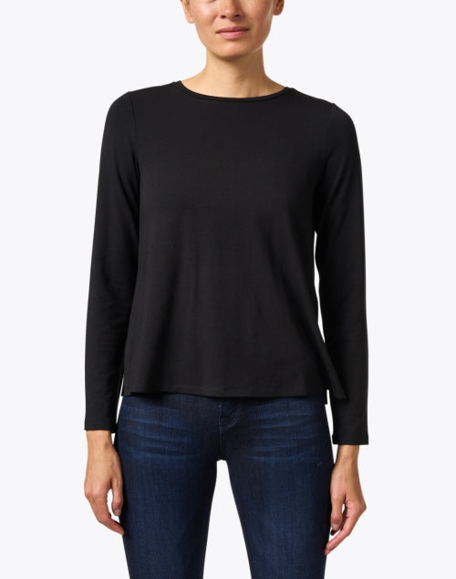 Eileen Fisher Women's Black Stretchy Jersey Casual Top for Various Occasions