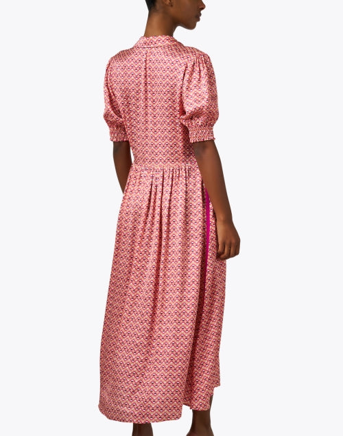 Stylish Pink-Printed Women's Shirt Dress with Italian Flair