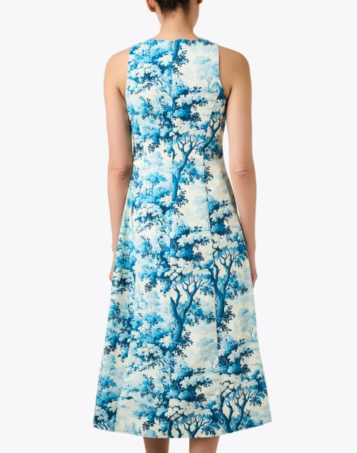 Elegant Ivory and Blue Patterned Louise Dress