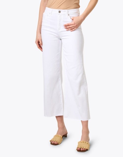 AG Women's Saige High - Waisted White Straight - Leg Stretch Denim Jeans