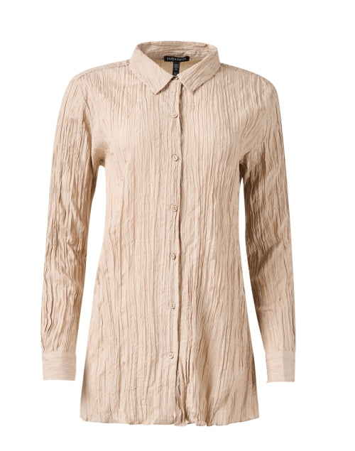 Elegant Beige Women's Silk Blouse Top