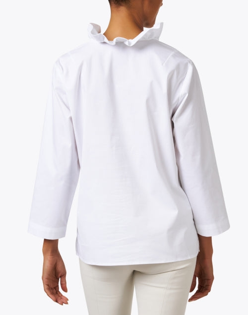Helena Women's White Cotton Blend Stretch Casual Top for Workweek