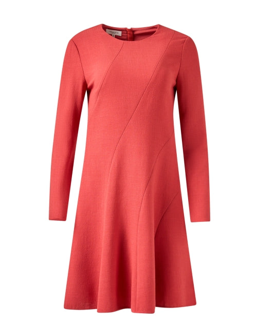Stylish Brick Red Wool Flare Dress by Lafayette 148 New York