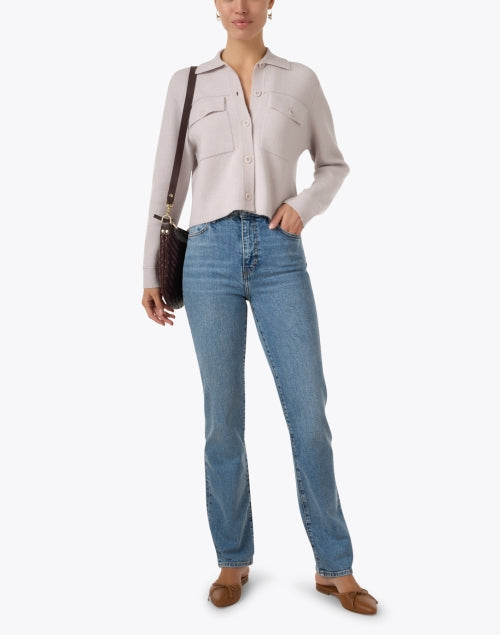 Frame's Light Wash Slim Straight Leg High Rise Stretch Denim Ruler Jeans
