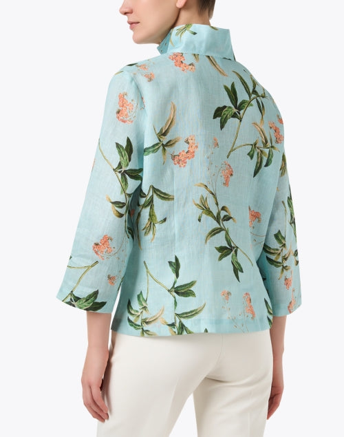 Stylish Suella Linen Jacket with Colorful Blue Print Design