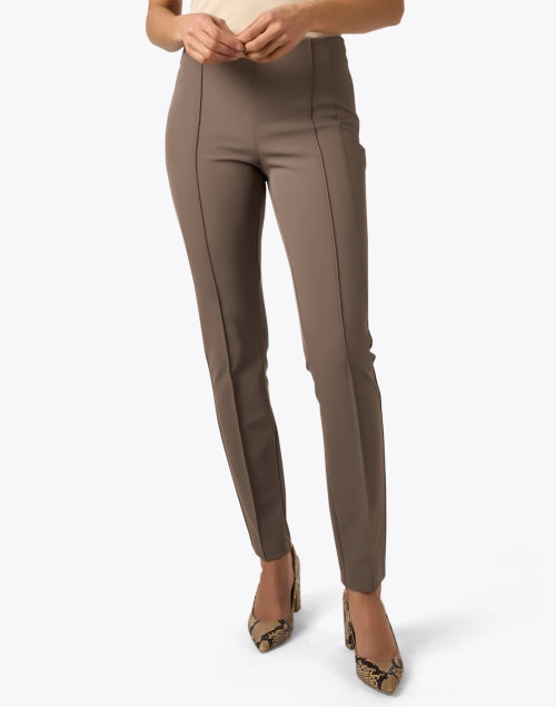 Lafayette 148 New York's Taupe Stretch Pintuck Gramercy Slim-Fit Pants