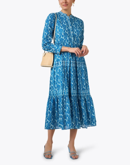 Diwali Festival Blue Multi-Patterned Printed Maxi Dress