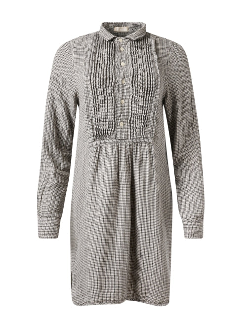 Annette Women's Beige Check Patterned Cotton Casual Tunic Top for Weekend Wear
