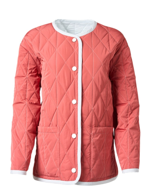 Reversible Coral and Ice Blue Water-Resistant Quilted Fashion Jacket