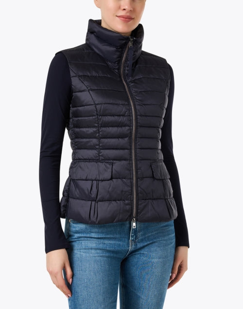 Marc Cain Navy Down-Filled Flattering Puffer Vest for Cold Weather