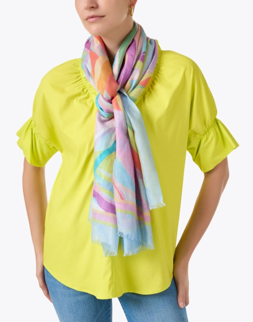 Luxurious Palm Patterned Silk-Cashmere Blend Scarf - A Fashionable Neck Accessory