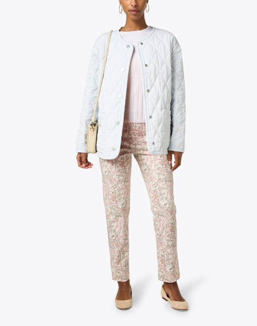 Reversible Coral and Ice Blue Water-Resistant Quilted Fashion Jacket