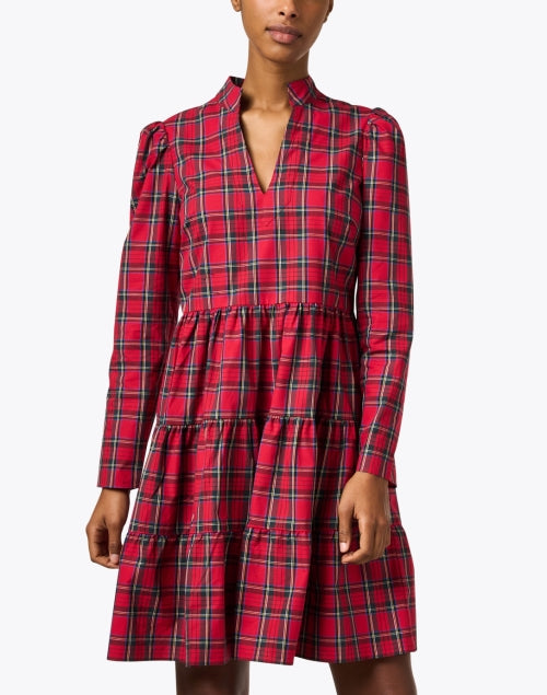 Stylish Red Multi Checkered Tunic-style Women's Dress