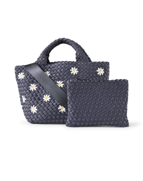 Stylish Small Grey Daisy Patterned Woven Handbag for City Girls - St. Barths Collection