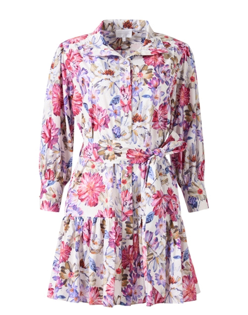 Stylish Emi Cotton Poplin Shirt Dress with Multi - Floral Print
