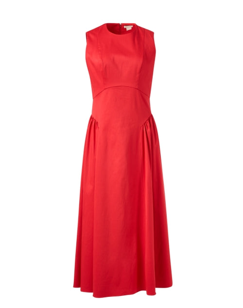 Stylish Red Cotton Poplin Grayson Fit-and-Flare Dress