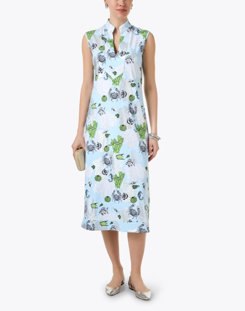 Kristen Women's Blue Ocean Patterned Midi Dress by Jude Connally