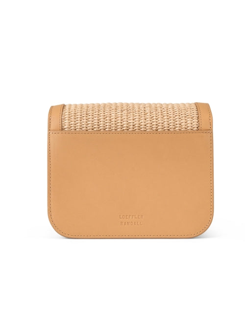New Season Tan Leather and Woven Straw Detailing Desi Crossbody Bag