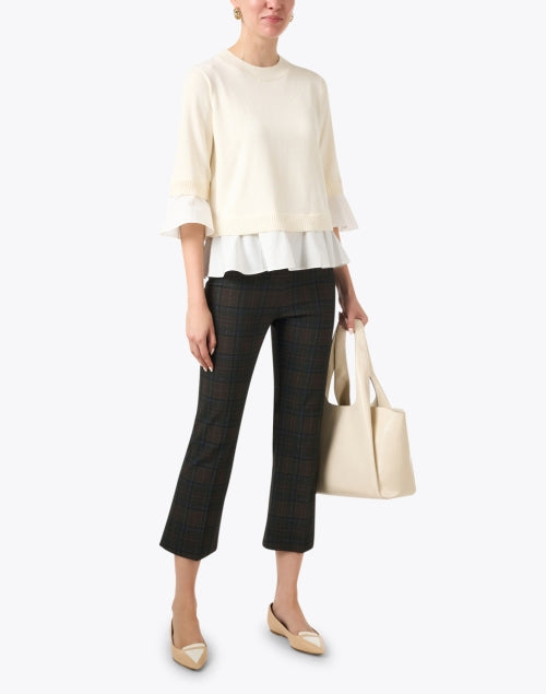 Leo Brown Checkered Cropped Flare Women's Pants for All-Day Styling