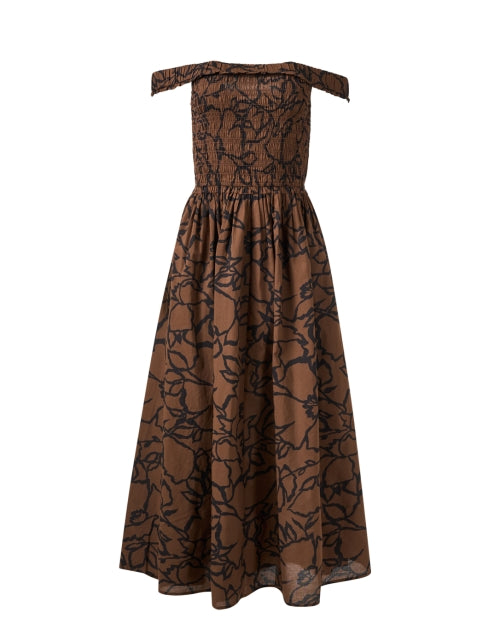 Stylish Britt Brown Printed 100% Cotton Maxi Dress