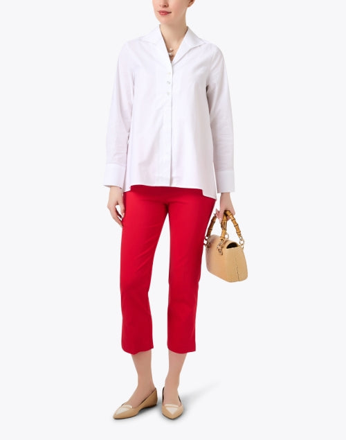 Stylish Red Stretchable Cropped Pull - on Pants for Women