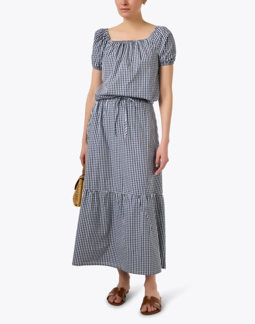 Navy and White Checked Maddie Cotton Top for Stylish Looks