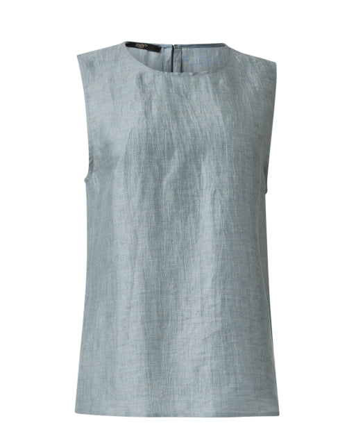 Stylish Green Linen Sleeveless Women's Top