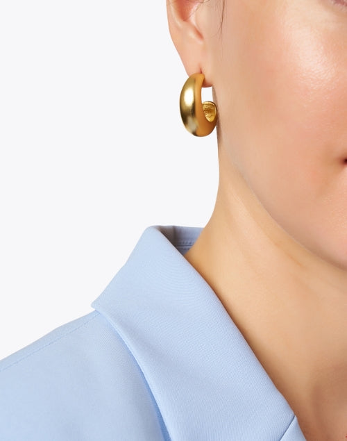 Daily-Wear Small Brushed 24k Gold Hoop Earrings