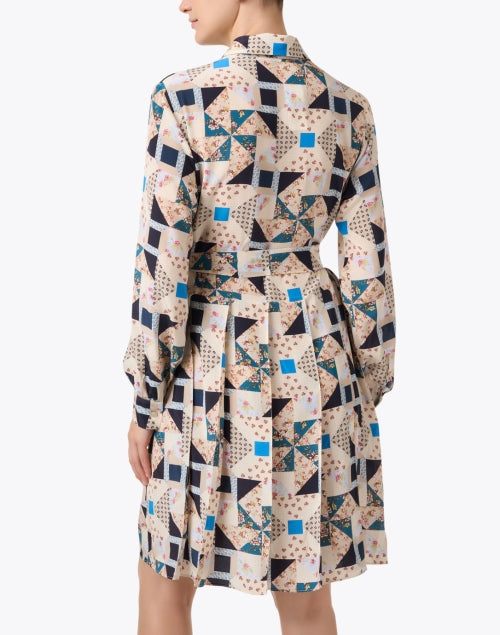 Patrik Geometric Patterned Silk Women's Mini Dress for Weekdays and Weekends