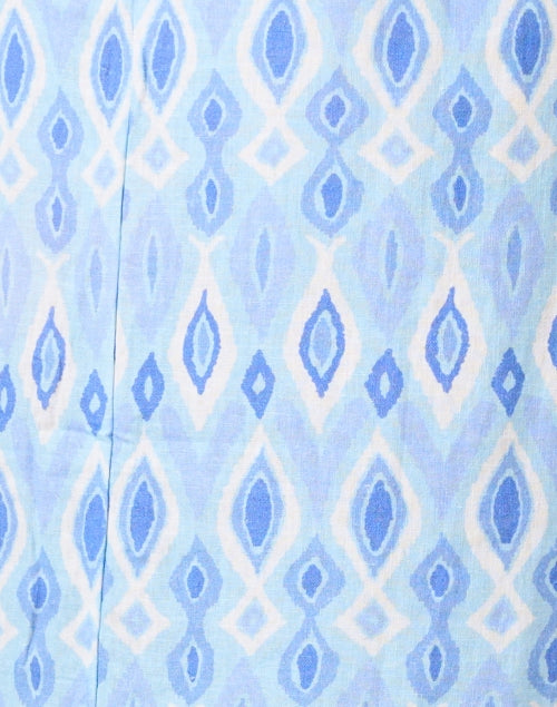 Blue Ikat Patterned Midi Sheath Dress for Warm Weather